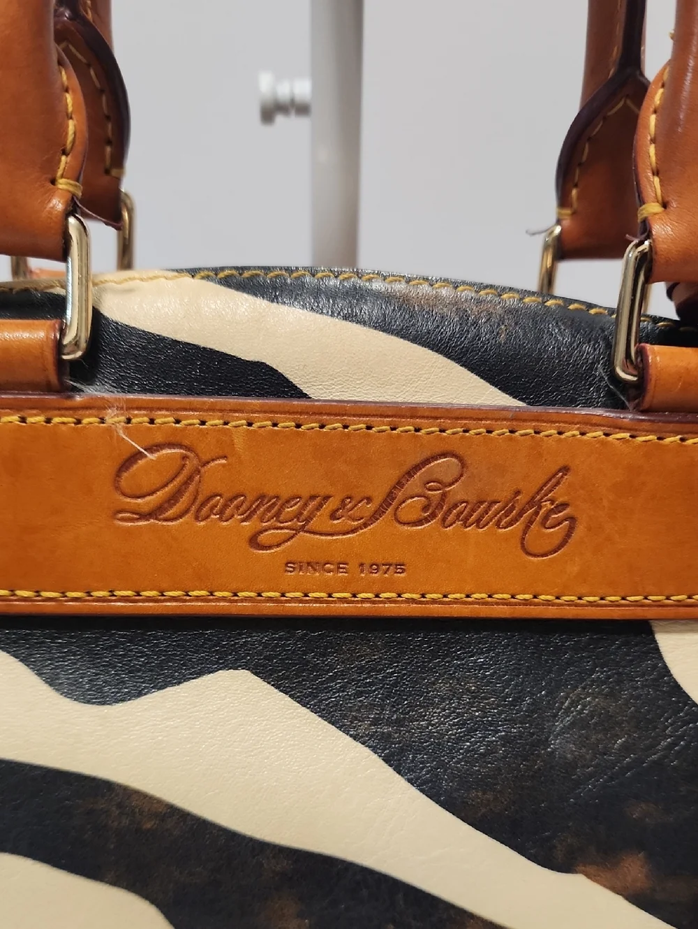 Dooney & Bourke Florentine Vacchetta Vintage Zebra Print Leather  Purse